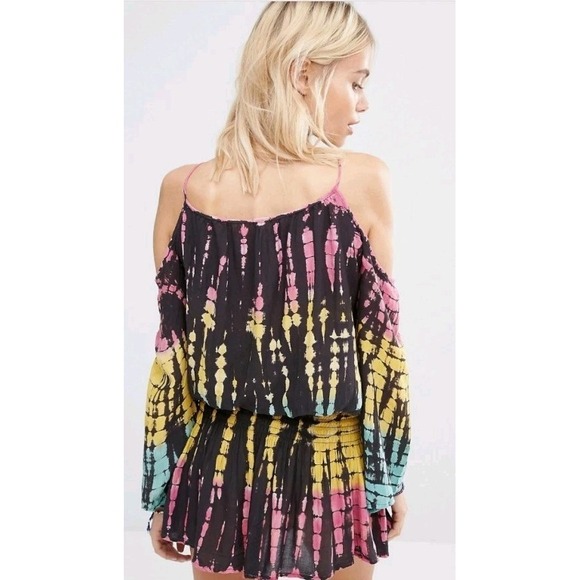 Surf Gypsy Dresses & Skirts - Surf Gypsy Tie Dye PlaysuitDress Off Shoulder Hippie Boho Whimsigoth Beach Sz S